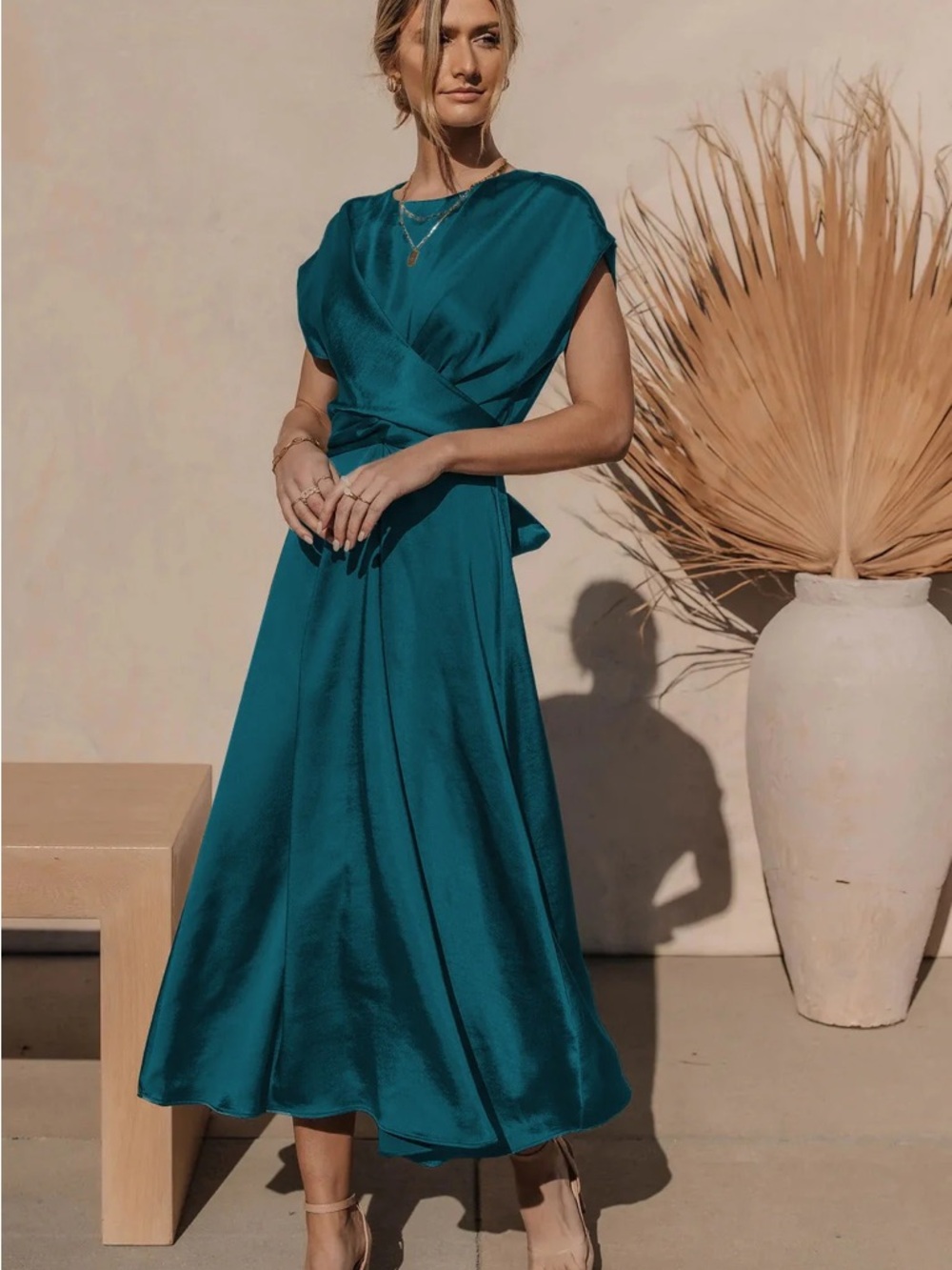 Rosalind Midi Dress in Teal